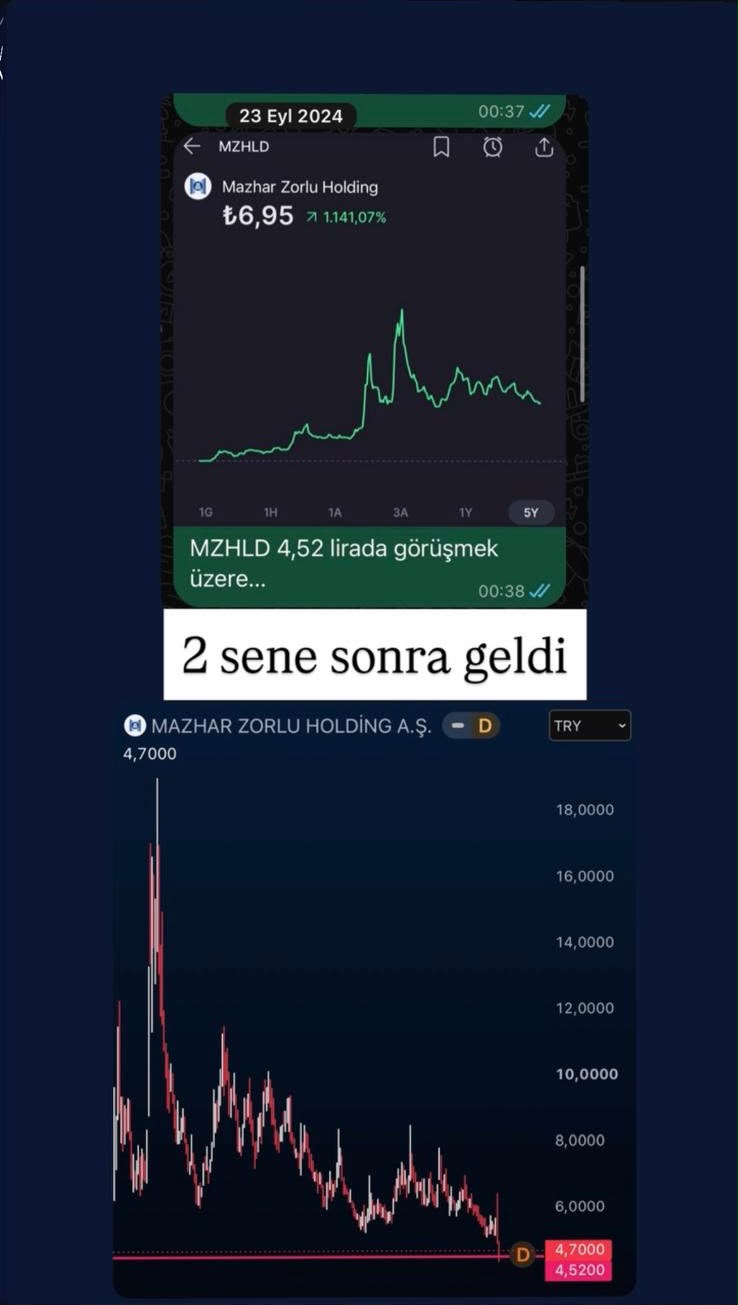 Mazhar Zorlu Holding — Fiyat bölgesi ve geçmiş paylaşım; 23 Eylül 2024